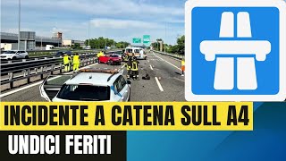 A4quotIncidente a catena sulla A4 undici feriti tamponamento tra due auto e un furgonequot [upl. by Beaner]