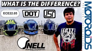 DOT Vs ECE Vs SNELL Vs ISI Helmet Certification  Differences Explained in Detail  Motoroids [upl. by Annol426]