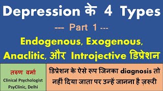 4 Types of Depression Part 1 in Hindi  डिप्रेशन के इन 4 Classic प्रकारों को जानें [upl. by Nilad]