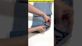 HOW TO SHORTEN PANTS AND MAINTAIN ORIGINAL HEM shorts sewing tailoring sewinghacks [upl. by Annoif]