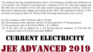 jee advanced 2019 paper 1 q 12 Two identical moving coil galvanometers have 10 Ω resistance and full [upl. by Adnorahs]