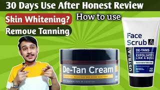 Ustraa De Tan Cream  Ustraa De Tan Face Scrub  How to use De Tan Cream De Tan Face Scrub [upl. by Krysta]