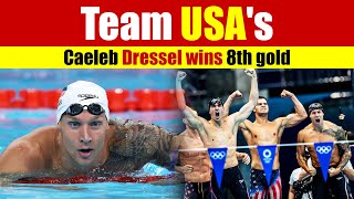 Team USAs Caeleb Dressel wins 8th gold as anchor for 4x100 meter freestyle team [upl. by Nerland832]