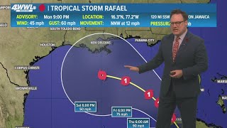 Monday 10PM First Weather Tropical Storm Rafael forms expected to become hurricane [upl. by Gasper]