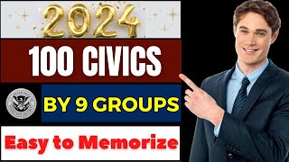 USCIS official 100 Civics Questions and Answers 2024 by 9 groups  US Citizenship interview 2024 [upl. by Arahs]