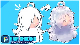 How to ShadeEdit 🤍WHITE HAIR🤍 Voice Over IbispaintX Free Brushes [upl. by Eilyac]