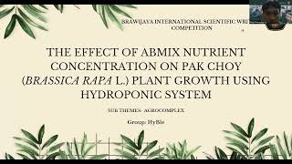 THE EFFECT OF ABMIX NUTRIENT CONCENTRATION ON PAK CHOY PLANT GROWTH USING HYDROPONIC SYSTEM [upl. by Wicks]