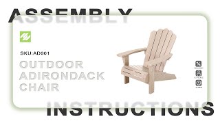 Nuu Garden® Outdoor Adirondack Chair  ASSEMBLY INSTRUCTIONS [upl. by Hamilah871]