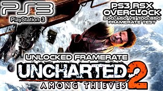 PS3 RSX OVERCLOCK  Stock VS 700850  UNCHARTED 2  Among Thieves  Unlocked FPS  Framerate test [upl. by Cruce]