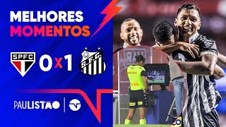 MORELOS MARCA DE PÊNALTI E SÃO PAULO TEM DOIS GOLS ANULADOS SÃO PAULO 0 X 1 SANTOS  PAULISTÃO [upl. by Dadinirt67]