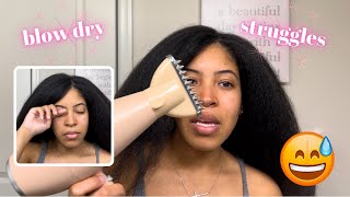 Natural Hair Struggles  Giving Myself A Blow Out  New Blow Dryer Review [upl. by Karalee]