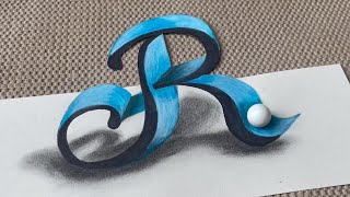 Amazing 3D Letter R Drawing with Realistic Effects [upl. by Htieh747]