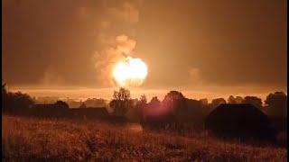 HUGE EXPLOSION at Russian munitions depot in Tver region following another Ukrainian droneattack [upl. by Angeli]