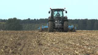 Valtra S354 tractor with Lemken cultivator on corn stubble in Germany [upl. by Dallon556]