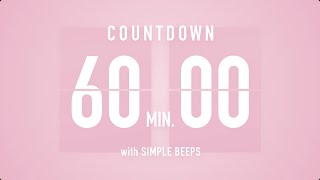 60 Min  1 Hour  Countdown Flip Clock Timer  Simple Beeps 🌸🔔 [upl. by Laban]