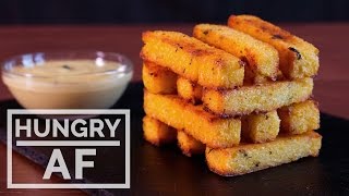 Baked Polenta Fries with Garlic Aioli  Hungry AF [upl. by Mcleod828]