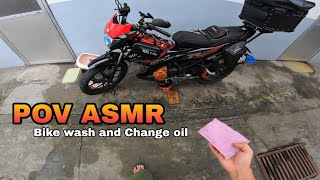 ASMR Bike wash and Change oil in the Philippines using deeper suzuki Raider 150 Touring set up [upl. by Aivull863]