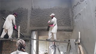 Inside Building room Internal wall Plastering works with levels [upl. by Akenehs]