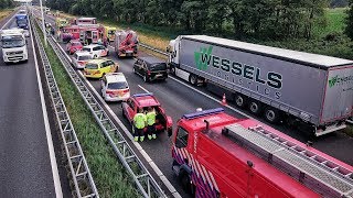 Grote inzet Brandweer Politie en Ambulances bij zwaar ongeval op de A58 bij Oirschot  23062017 [upl. by Esiole178]