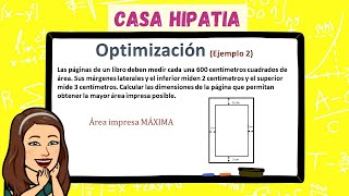 💚 OPTIMIZACIÓN 💚 Problema de optimización Área impresa MÁXIMA 💚 Ejemplo 2 [upl. by Livvy]