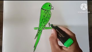 How to draw parrot from 12  tota banane sikho [upl. by Norret467]