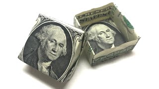 How to Make Money Origami Easy Gift Box Dollar Bill Origami Easy Gift Box DIY Ideas Money Easy Box [upl. by Vacla466]