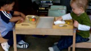 Montessori Observation beginning tray work 1 12 years old [upl. by Punak581]