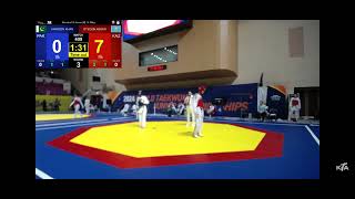 Male 54 HAROON KHAN PAKISTAN VS OTEGAN ASKAR KAZ 2023 Chuncheon Korea Open International Taekwondo [upl. by Vinna283]