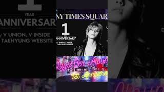 NY Times Square Ad at 1530 Broadway to celebrate V Layover album 1st anniversary taehyung btsv [upl. by Kezer]