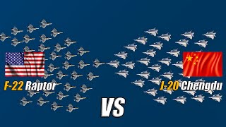 50 US F22 Raptor vs 50 China J20 Chengdu 5th generation fighter  DCS WORLD [upl. by Rhodie944]