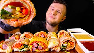 GIANT SPRING ROLLS ASMR MUKBANG АСМР МУКБАНГ 먹방 大食い たべる [upl. by Antonius]