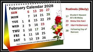 February Calendar 2028 februarycalender2028 [upl. by Acisset690]