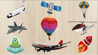 Learning Air Vehicles Names and Sounds for kids  Learn Airplane Rocket UFO Helicopter and etc [upl. by Felita]