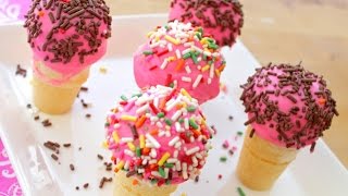 How to Make Ice Cream Cone Cake Pops  Simply Bakings [upl. by Onitnas3]