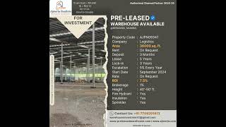 36000SQ FT PRELEASED WAREHOUSE AVAILABLE FOR INVESTMENT IN BHIWANDI FOR HIGH RETURN RENTAL INCOME [upl. by Lednew954]