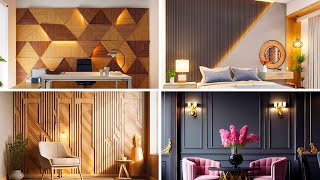 Accent Wall Ideas For Living Room  Wall Panels Home Decor  Wooden Slat Wall  Accent Wall Lights [upl. by Annat]