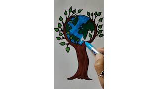 Save earthenvironmental earth 🌍 drawing  save earth drawing must watch till the end [upl. by Ness]