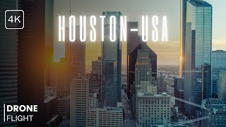 Houston USA  Drone Flight Over The Landmarks Of Houston  4K Ultra HD Video [upl. by Hoashis]