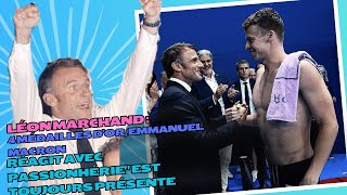 Léon Marchand  4 médailles d’or Emmanuel Macron réagit avec passion [upl. by Dagmar131]