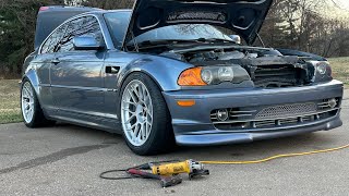 Turbo E46 330i Progress and Musk vs Cliq Tuning Overfenders [upl. by Wartow]