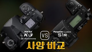 Pentax K3 Mark III Monochrome 와 Panasonic Lumix S1R 의 사양 비교 [upl. by Borg721]