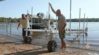 Harbor Mate Pontoon Boat Shore Ramp [upl. by Dnaletak]