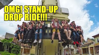 Stand Up Drop Ride Would you do it POV of High Fall from Movie Park Germany [upl. by Rosaline]