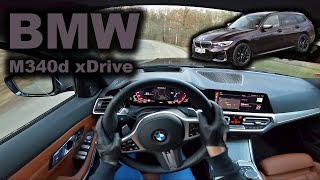 POV test drive  2020 BMW M340d xDrive Touring [upl. by Nosirb]