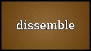 Dissemble Meaning [upl. by Dole]