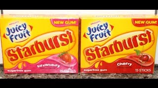 Juicy Fruit Starburst Strawberry and Cherry Gum Review [upl. by Candy]