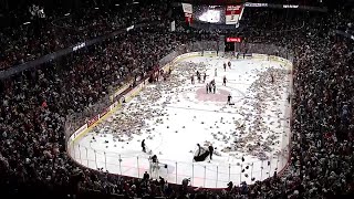 Hockey Fans Chuck Thousands of Teddy Bears Onto Ice [upl. by Nole]