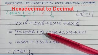 Conversion hexadecimal to decimal numbers  number system in computer  binary to Decimal Number [upl. by Nithsa587]