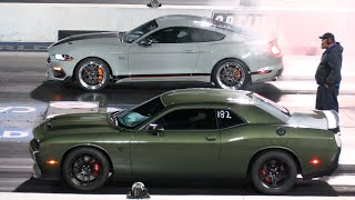 Mustang Mach1 vs Redeye Hellcat Challenger  drag racing [upl. by Euqinomod]