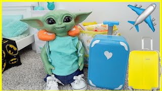 Baby Yoda Packing Suitcase for Vacation ✈️ [upl. by Iggem]